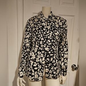 Liz Claiborne Black and White Floral Shirt